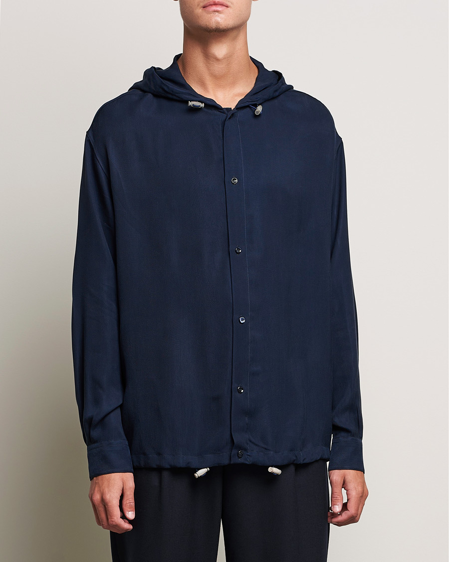 Men | Coats & Jackets | Giorgio Armani | Hooded Lightweight Jacket Night Sky