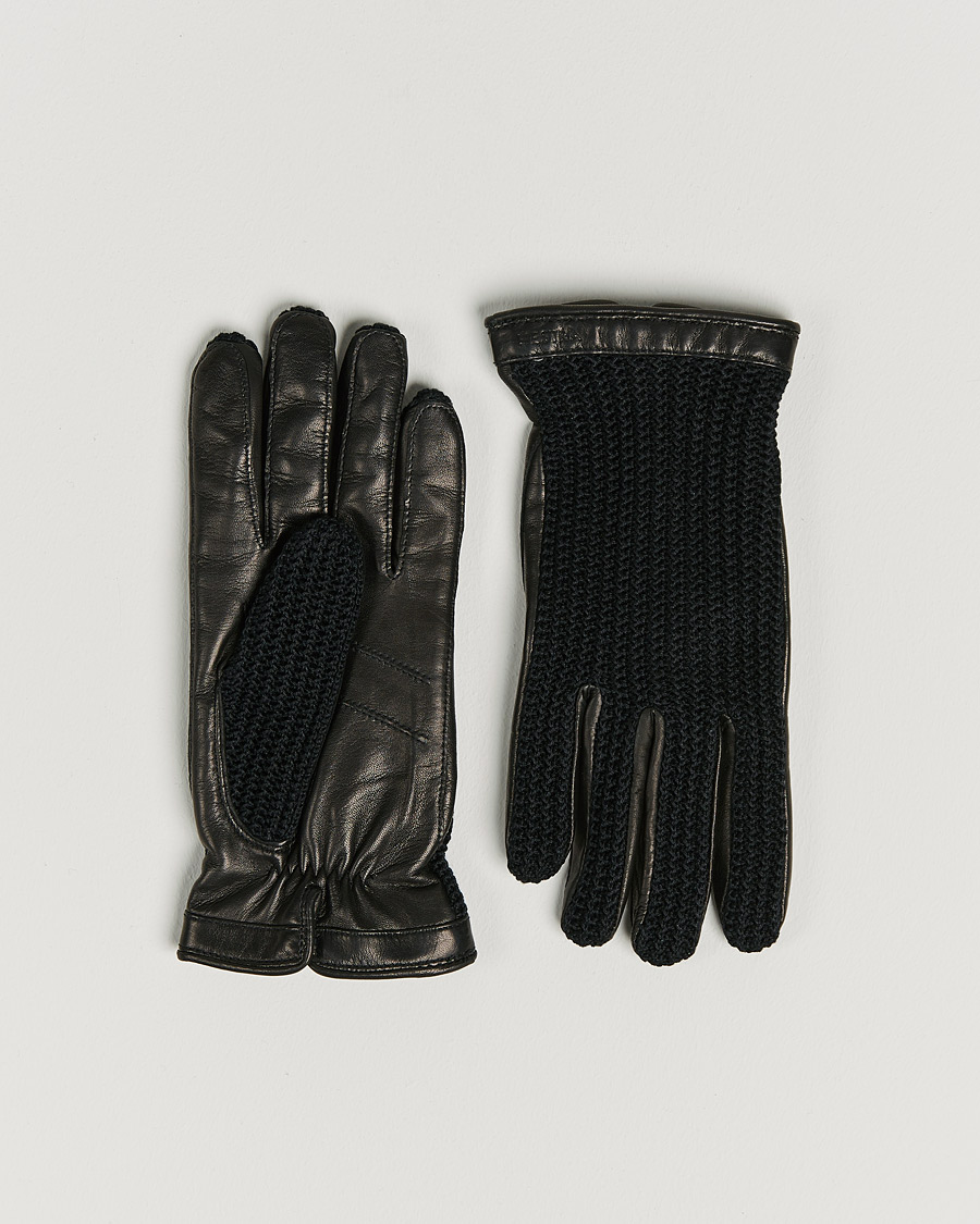 Men | Gloves | Hestra | Adam Crochet Wool Lined Glove Black