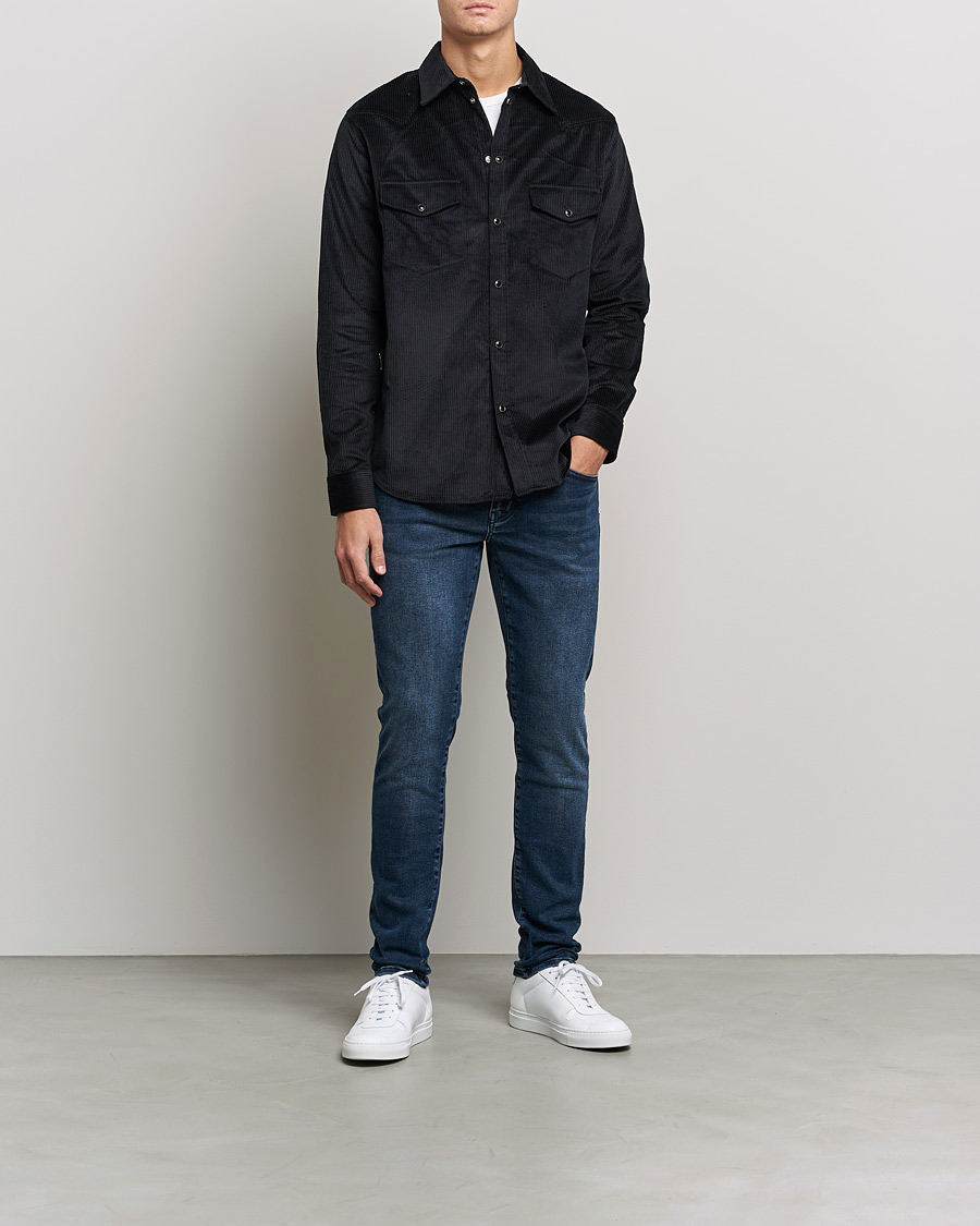 Men | Shirts | J.Lindeberg | Tarp Cord Western Overshirt Black