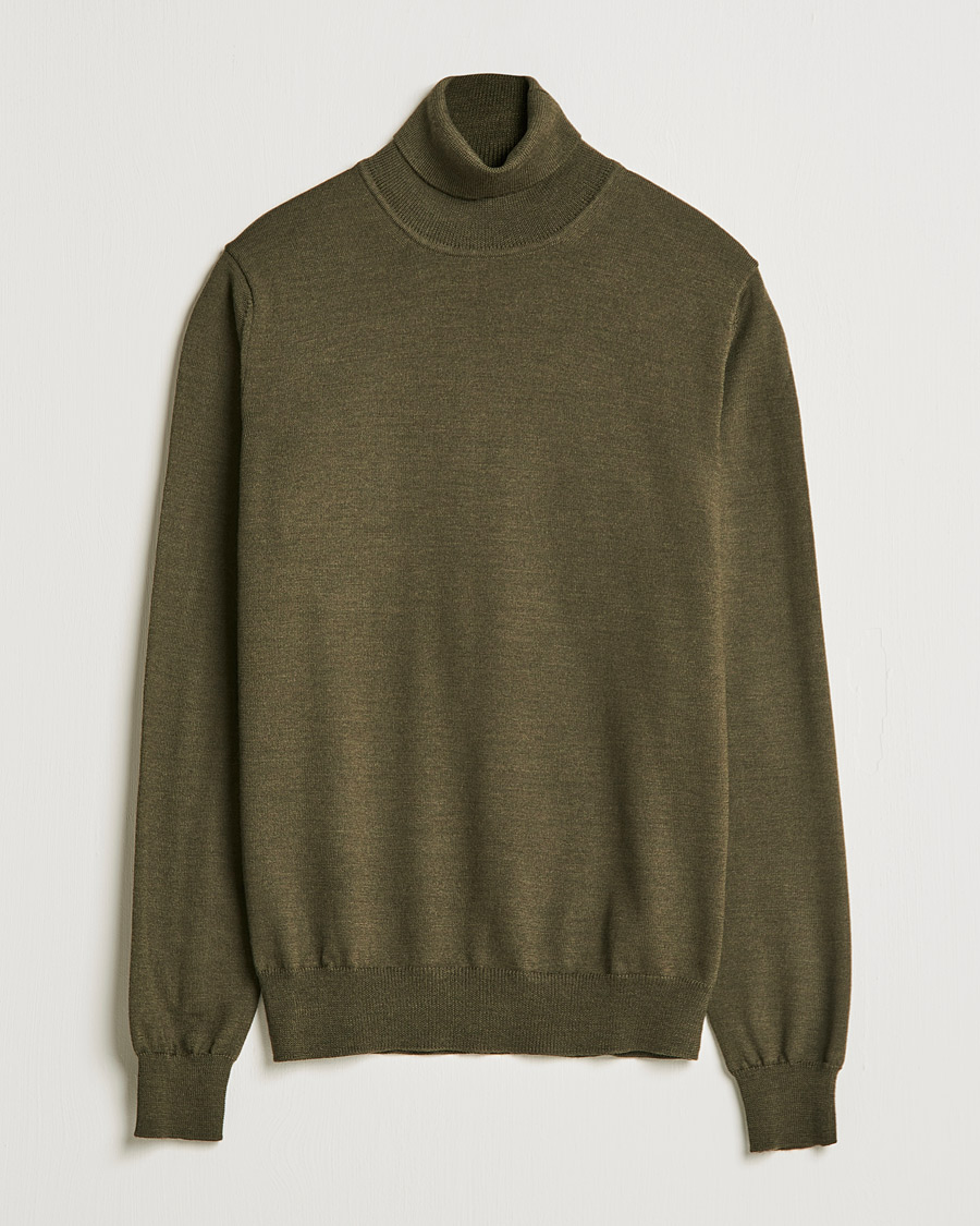 Men | Sweaters & Knitwear | J.Lindeberg | Lyd True Merino Polo Forest Green