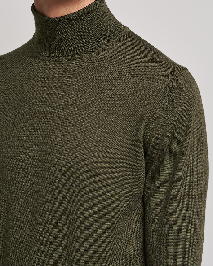 Men | Sweaters & Knitwear | J.Lindeberg | Lyd True Merino Polo Forest Green