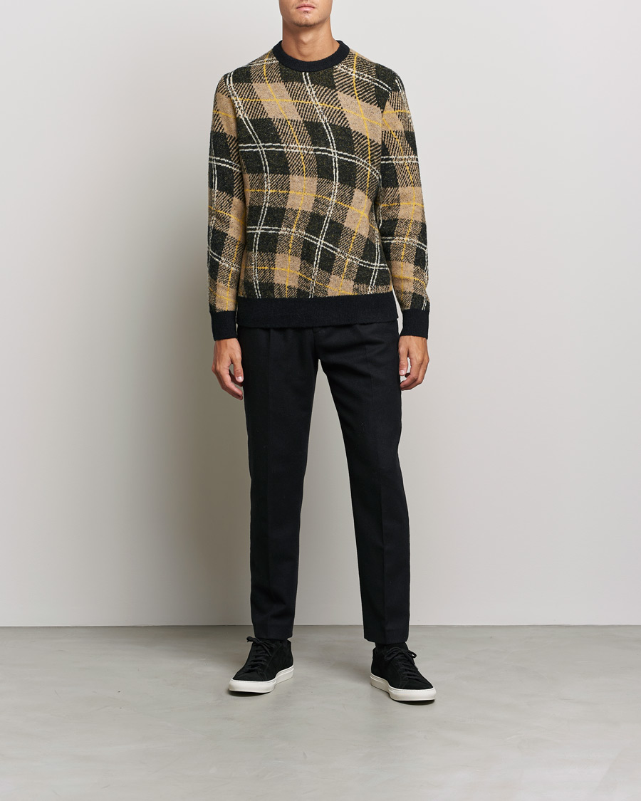 Men | Sweaters & Knitwear | J.Lindeberg | Glen Hairy Jacquard Knitted Crew Neck Tiger Brown
