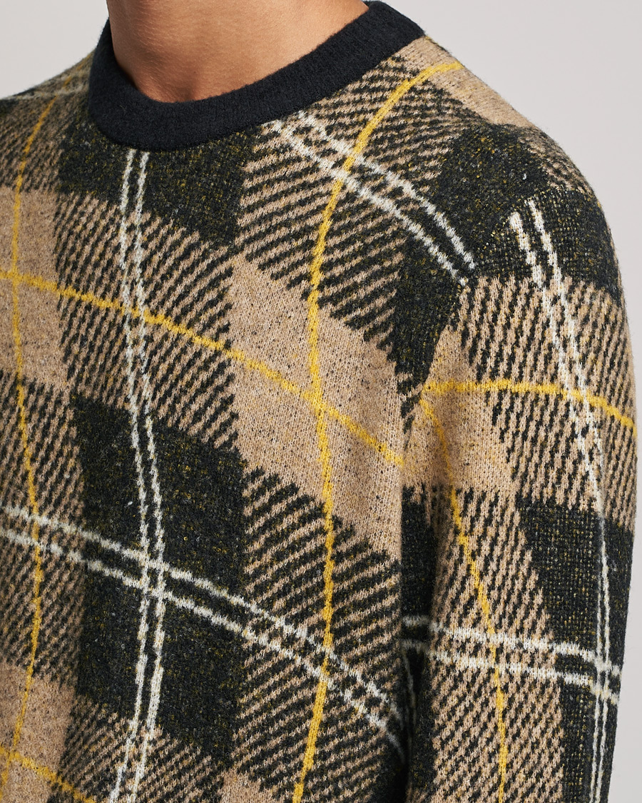Men | Sweaters & Knitwear | J.Lindeberg | Glen Hairy Jacquard Knitted Crew Neck Tiger Brown