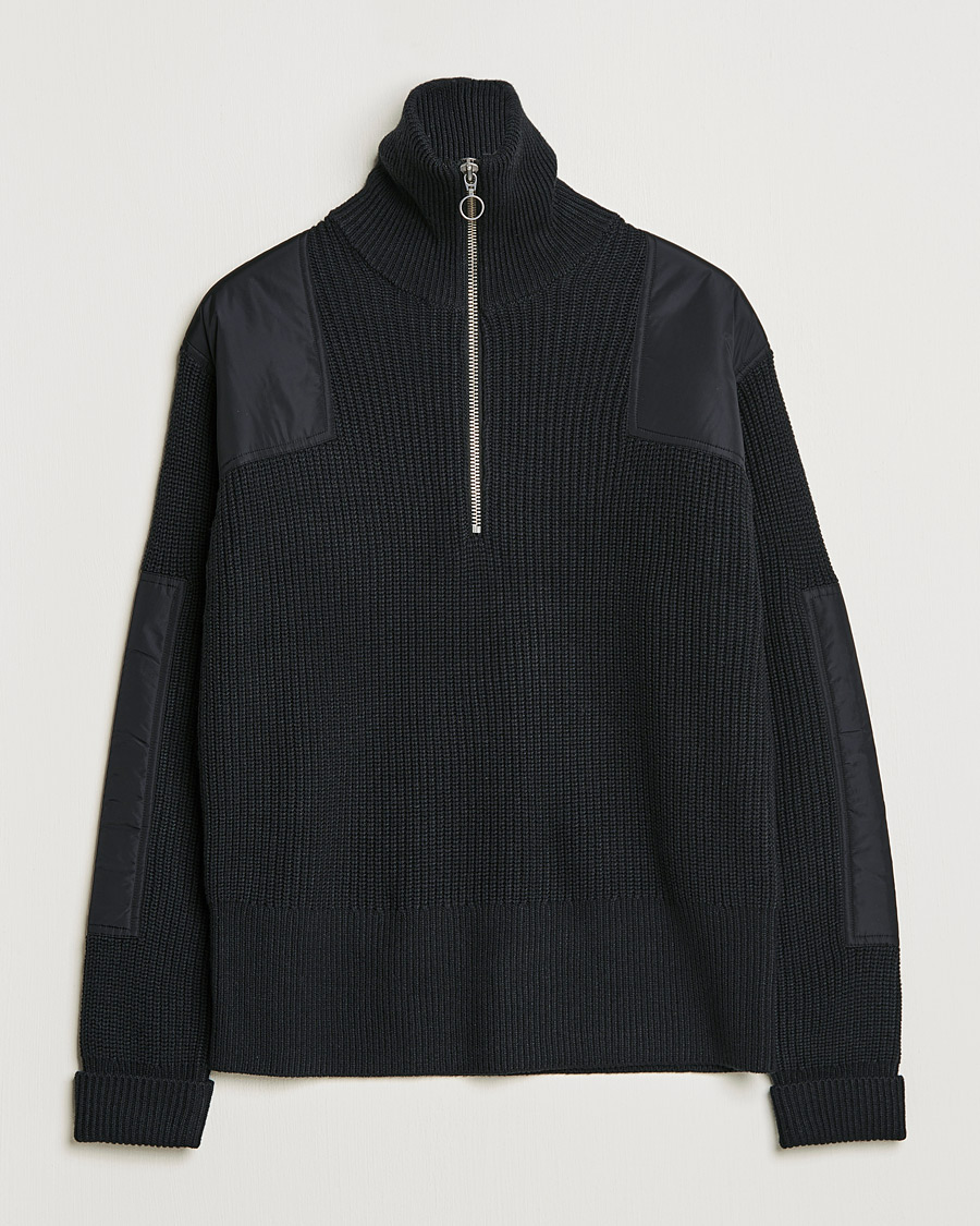 Men | Sweaters & Knitwear | J.Lindeberg | Ethan Chunky Half Zip Black