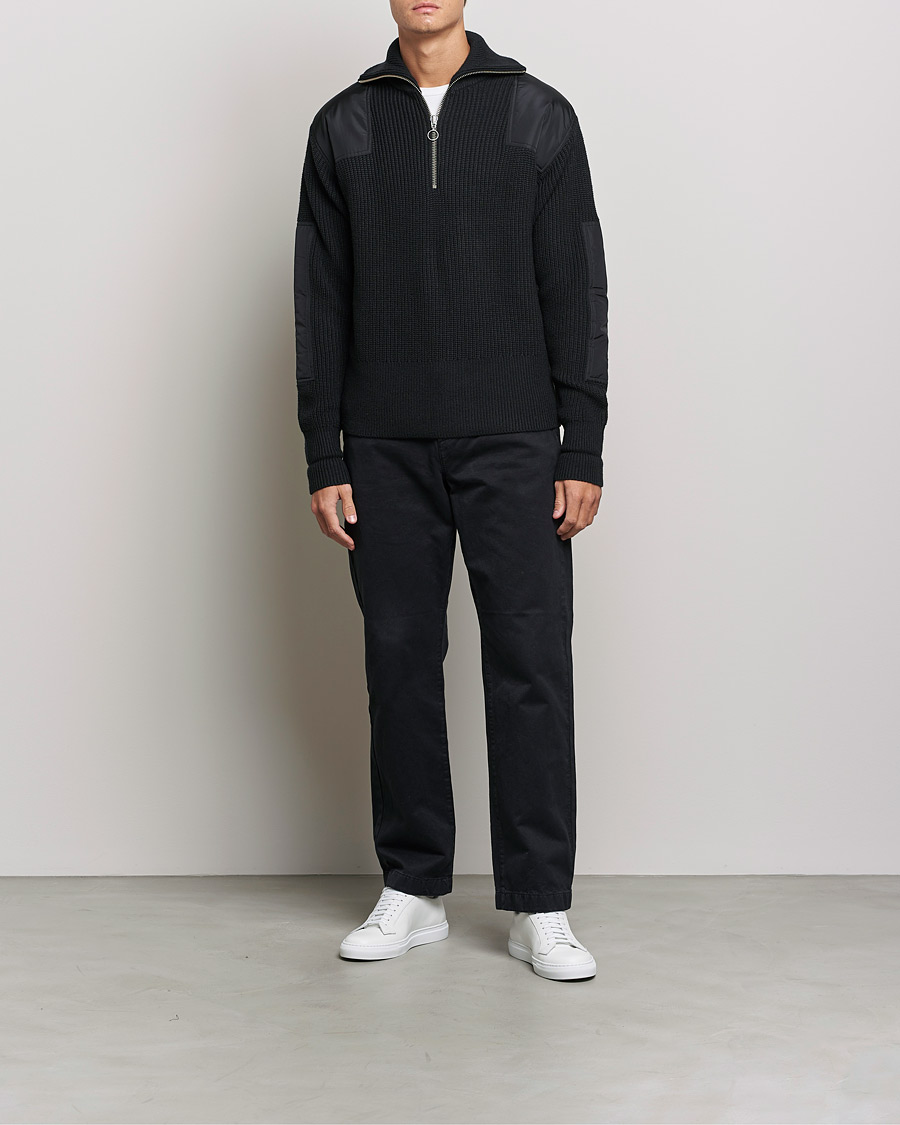 Men | Sweaters & Knitwear | J.Lindeberg | Ethan Chunky Half Zip Black