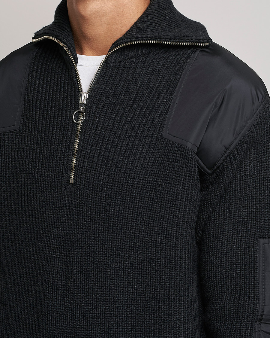 Men | Sweaters & Knitwear | J.Lindeberg | Ethan Chunky Half Zip Black