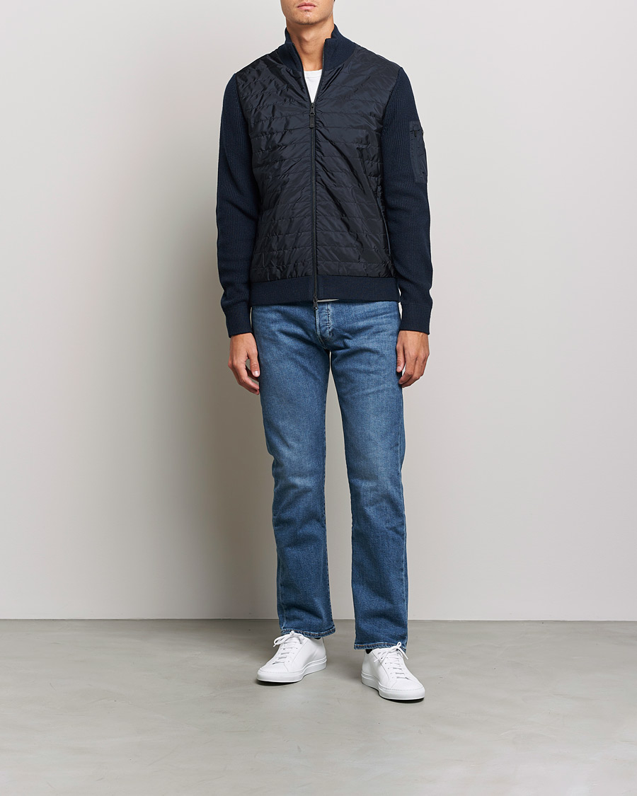 Men | Sweaters & Knitwear | J.Lindeberg | Beck Knitted Hybrid Jacket Navy