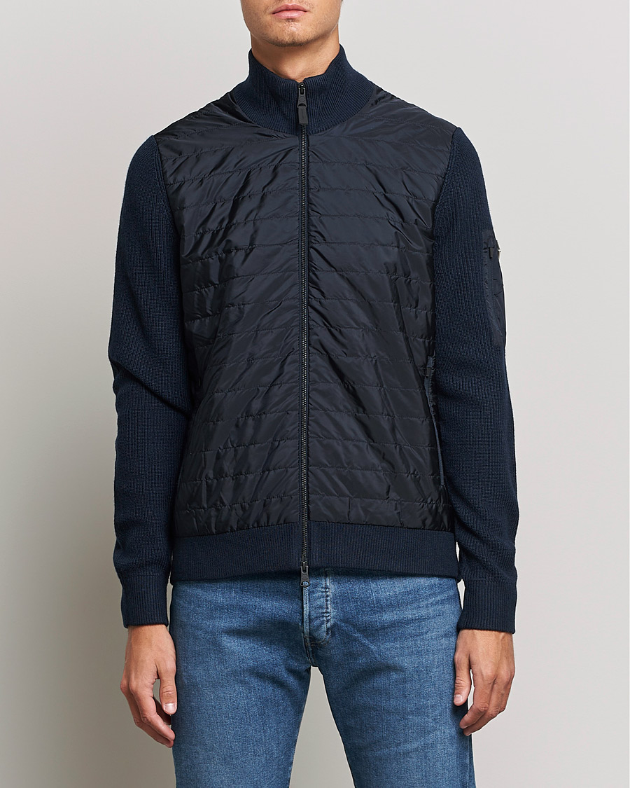 Men | Sweaters & Knitwear | J.Lindeberg | Beck Knitted Hybrid Jacket Navy