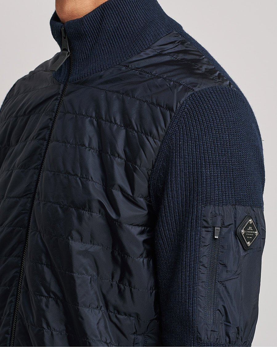 Men | Sweaters & Knitwear | J.Lindeberg | Beck Knitted Hybrid Jacket Navy