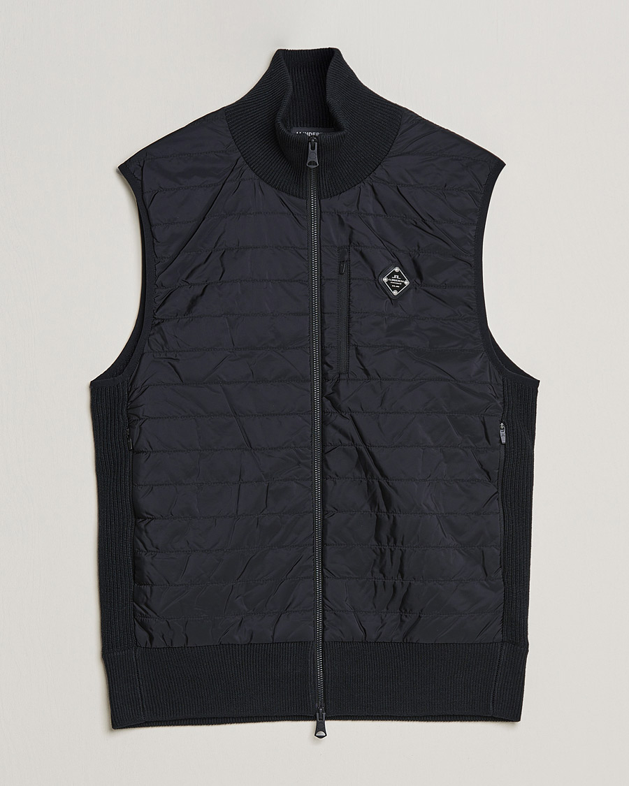 Men | Sweaters & Knitwear | J.Lindeberg | Becket Knitted Hybrid Zip Vest Black