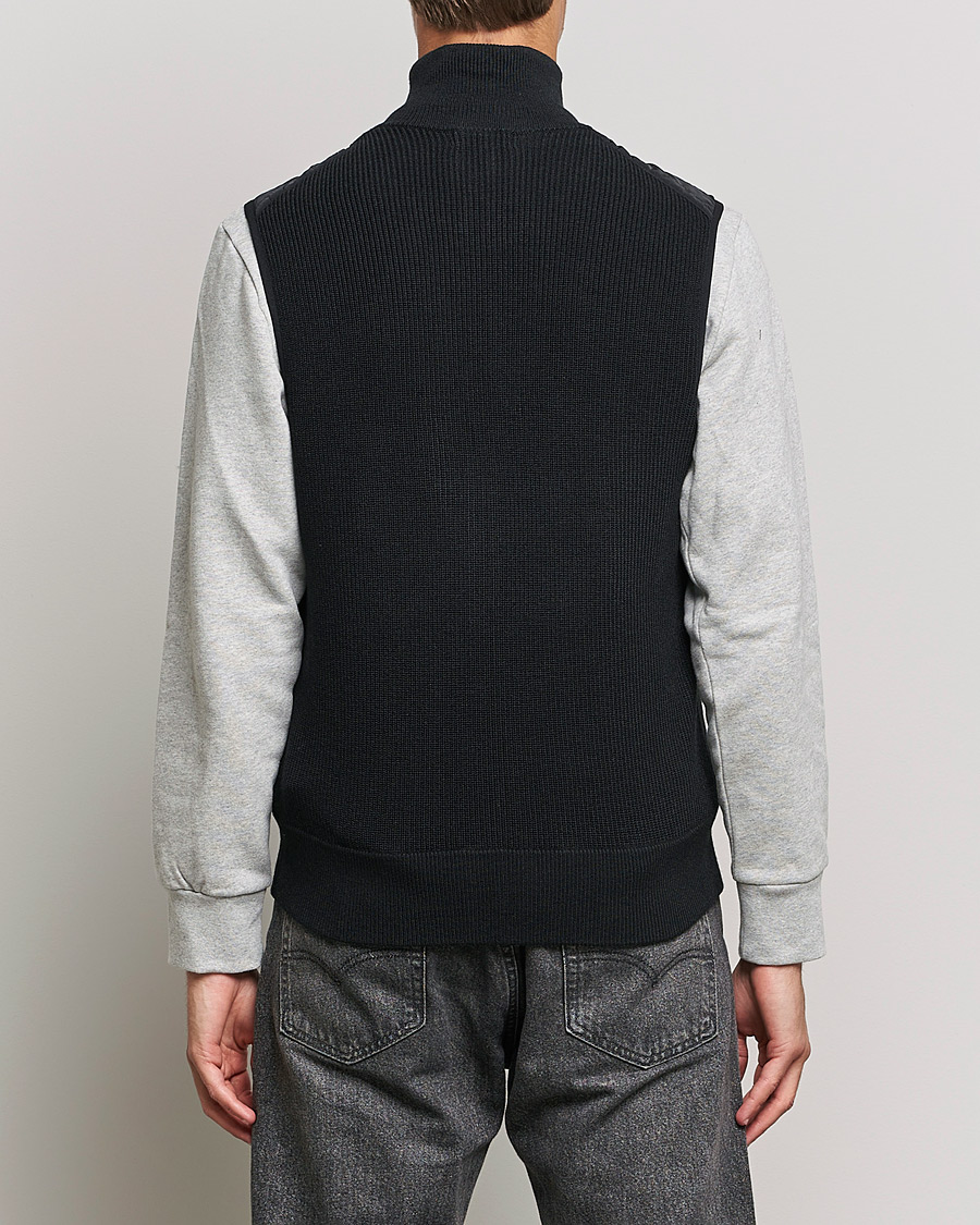 Men | Sweaters & Knitwear | J.Lindeberg | Becket Knitted Hybrid Zip Vest Black