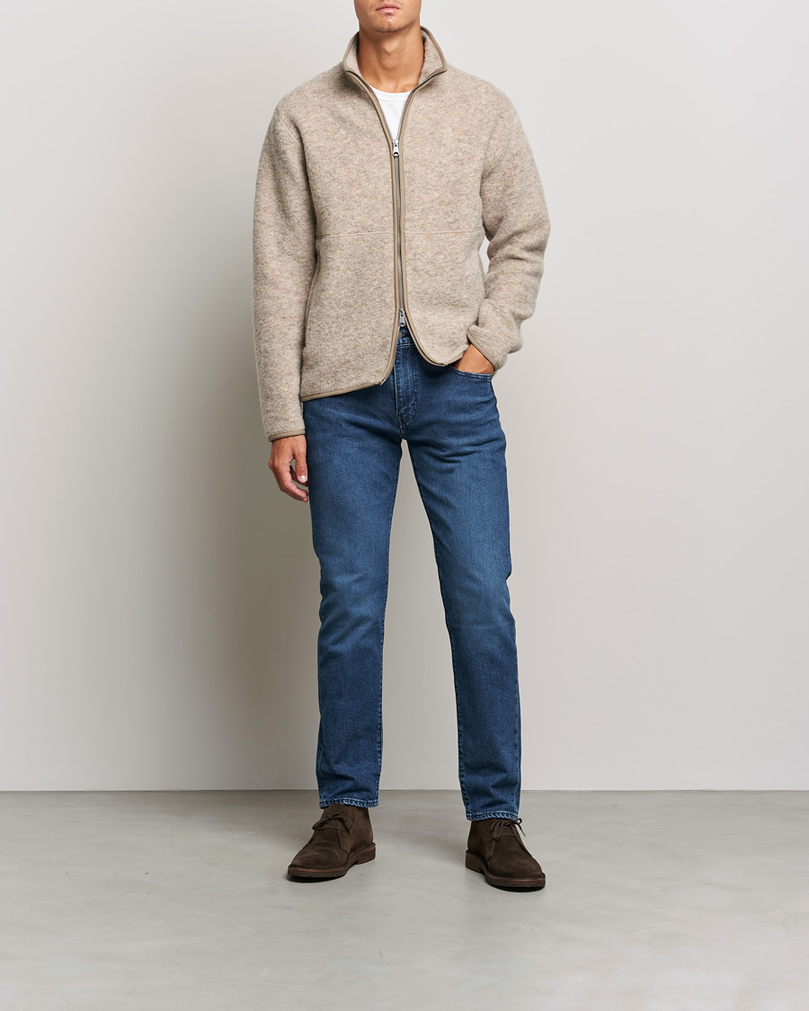 Men | Sweaters & Knitwear | J.Lindeberg | Dustin Wool Fleece Jacket Tiger Brown