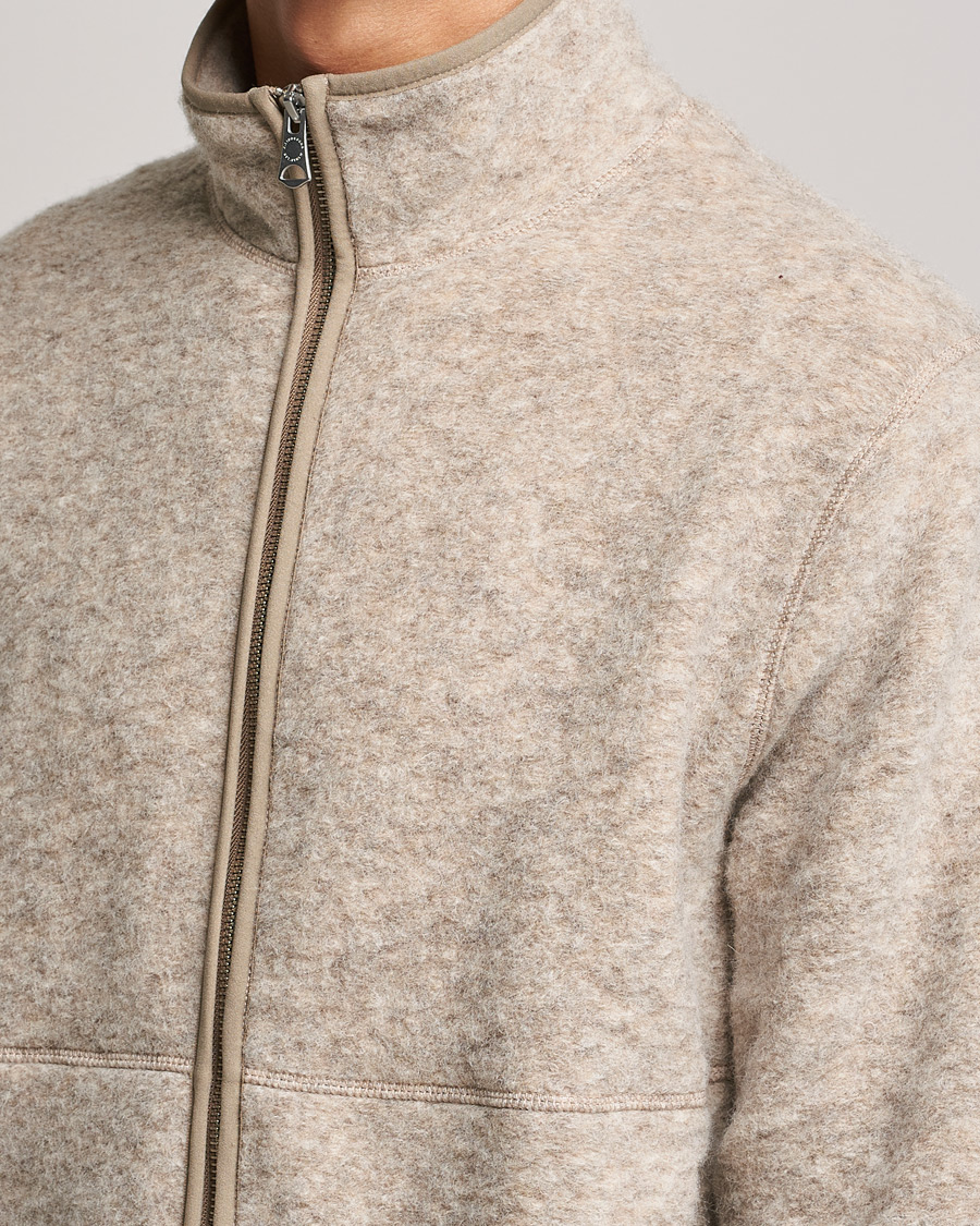 Men | Sweaters & Knitwear | J.Lindeberg | Dustin Wool Fleece Jacket Tiger Brown