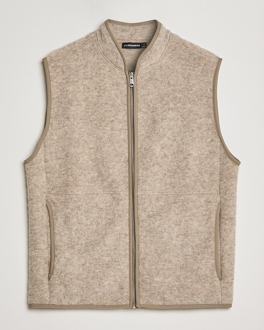 Men | Sweaters & Knitwear | J.Lindeberg | Duncan Wool Fleece Vest Tiger Brown