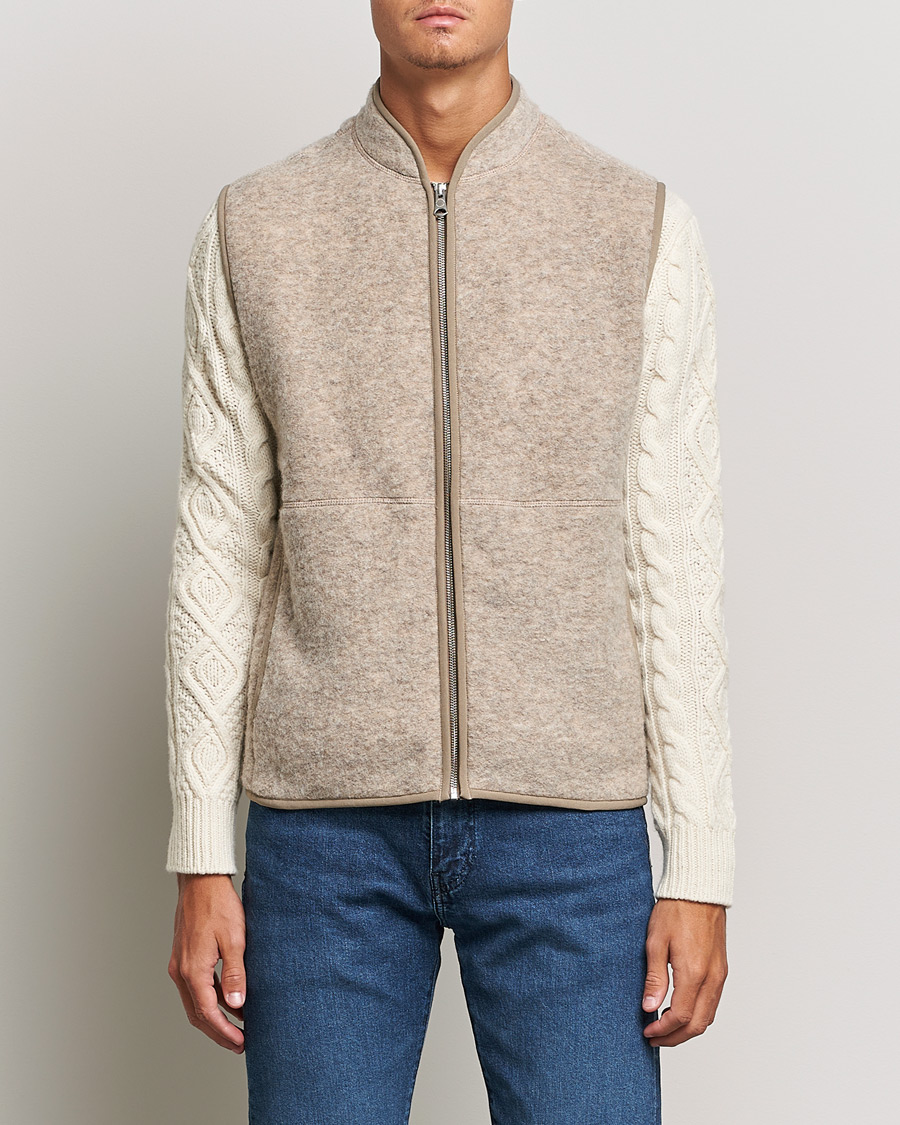 Men | Sweaters & Knitwear | J.Lindeberg | Duncan Wool Fleece Vest Tiger Brown