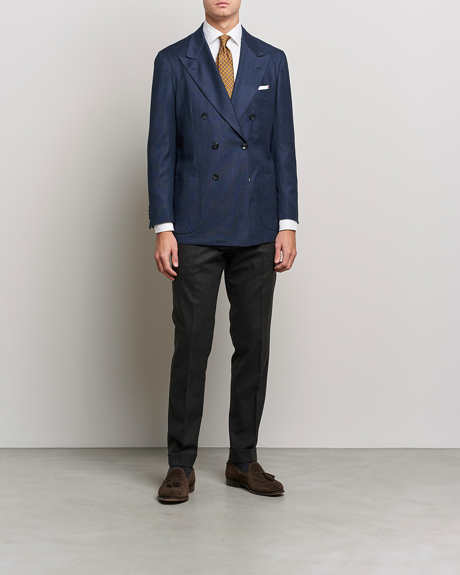 Men | Blazers | Kiton | Wool/Cashmere Hopsack DB Blazer Navy