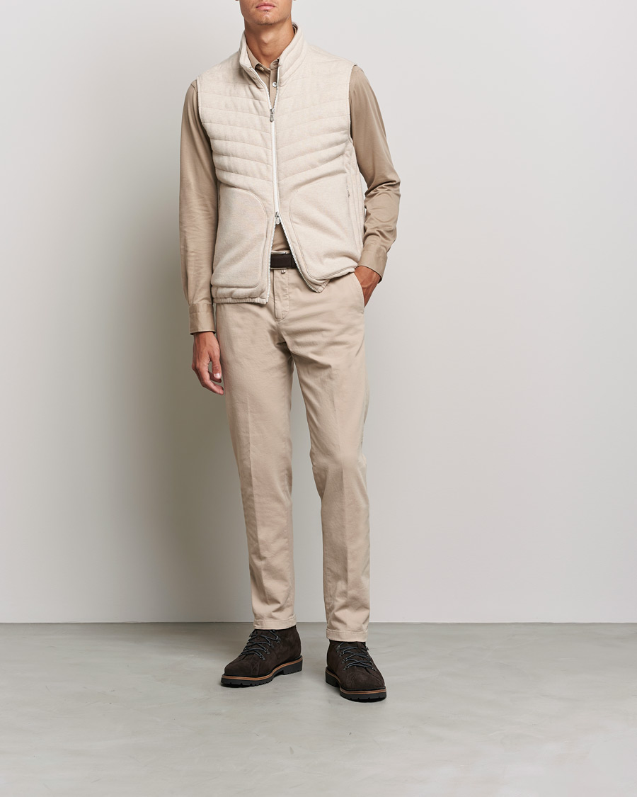 Men | Sweaters & Knitwear | Kiton | Long Sleeve Polo Shirt Beige