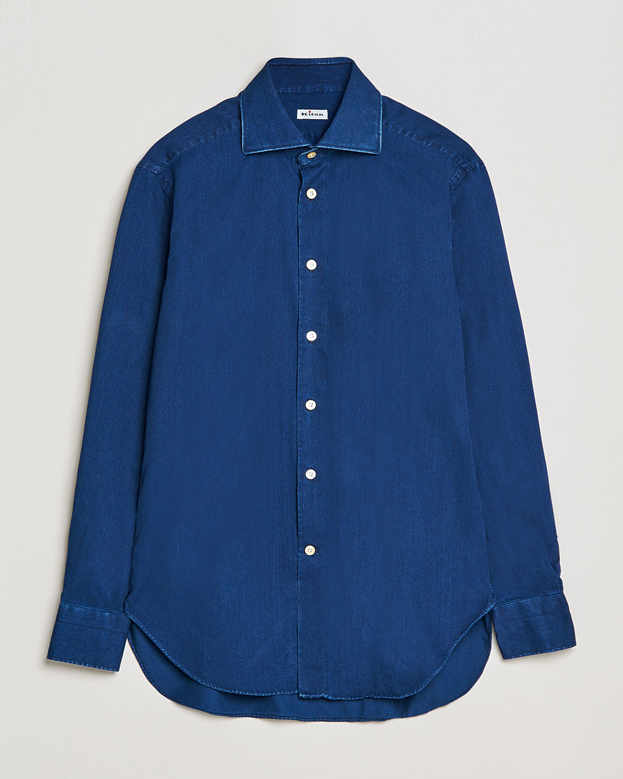 Men | Shirts | Kiton | Slim Fit Denim Shirt Blue Wash