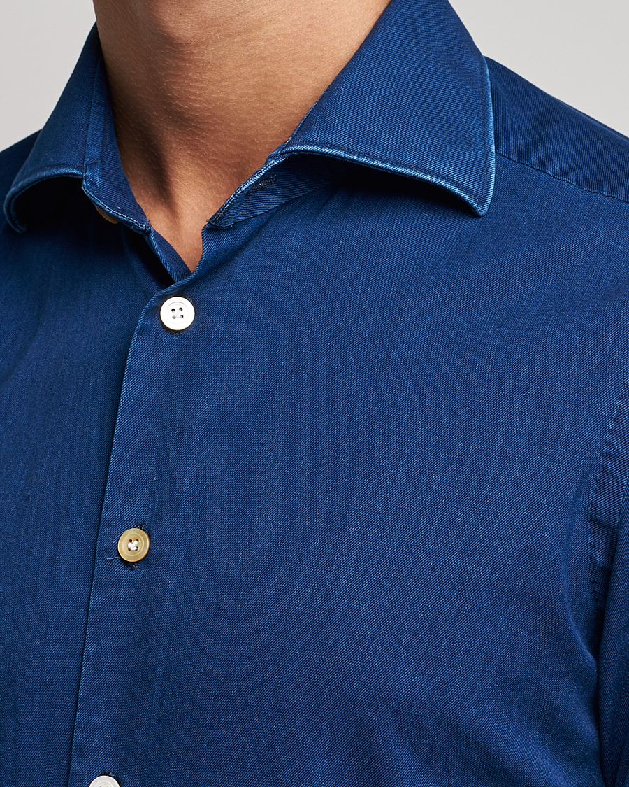 Men | Shirts | Kiton | Slim Fit Denim Shirt Blue Wash