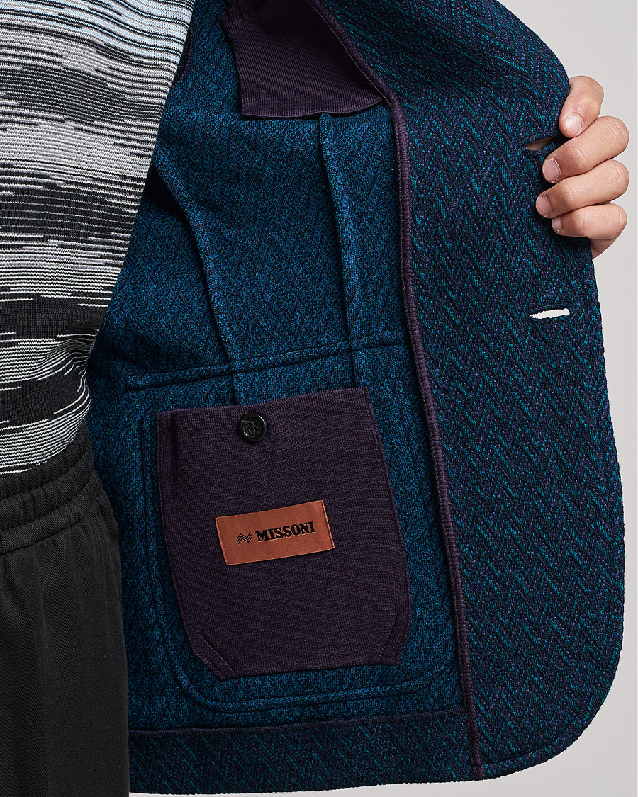 Men | Blazers | Missoni | Zig Zag Knitted Blazer Navy