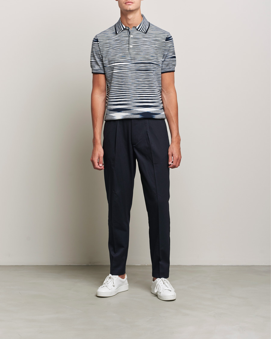 Men | Polo Shirts | Missoni | Fiammato Knitted Polo Navy/White