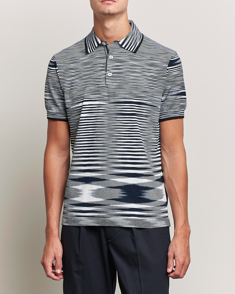 Men | Polo Shirts | Missoni | Fiammato Knitted Polo Navy/White