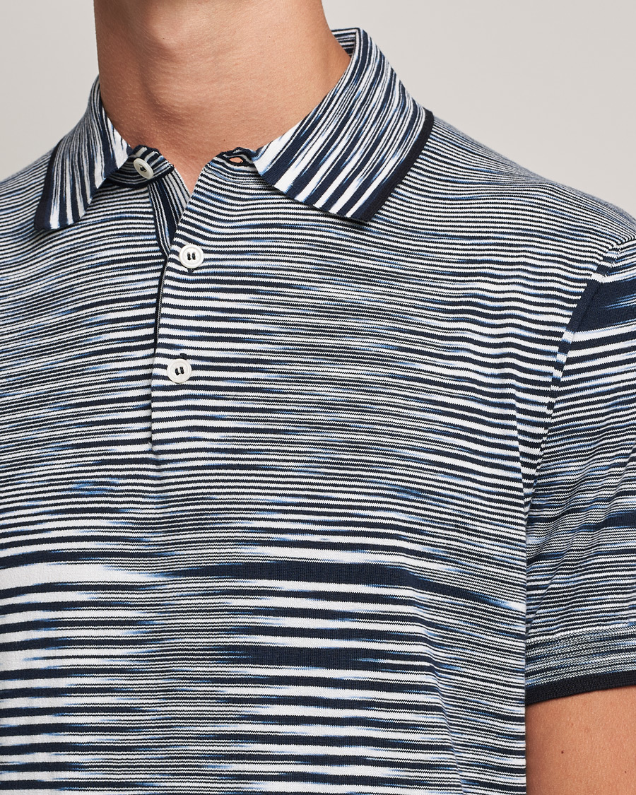 Men | Polo Shirts | Missoni | Fiammato Knitted Polo Navy/White