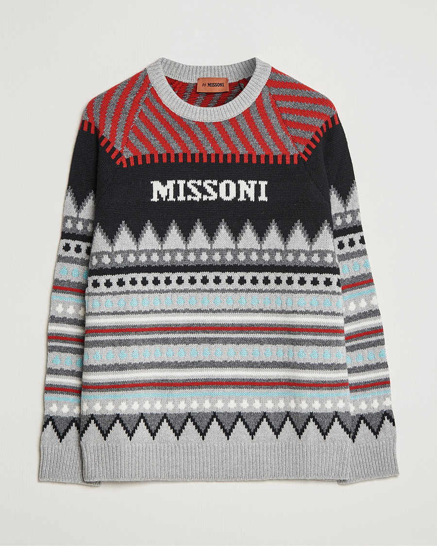 Men | Sweaters & Knitwear | Missoni | Mountain Calling Jacquard Sweater Grey/Red