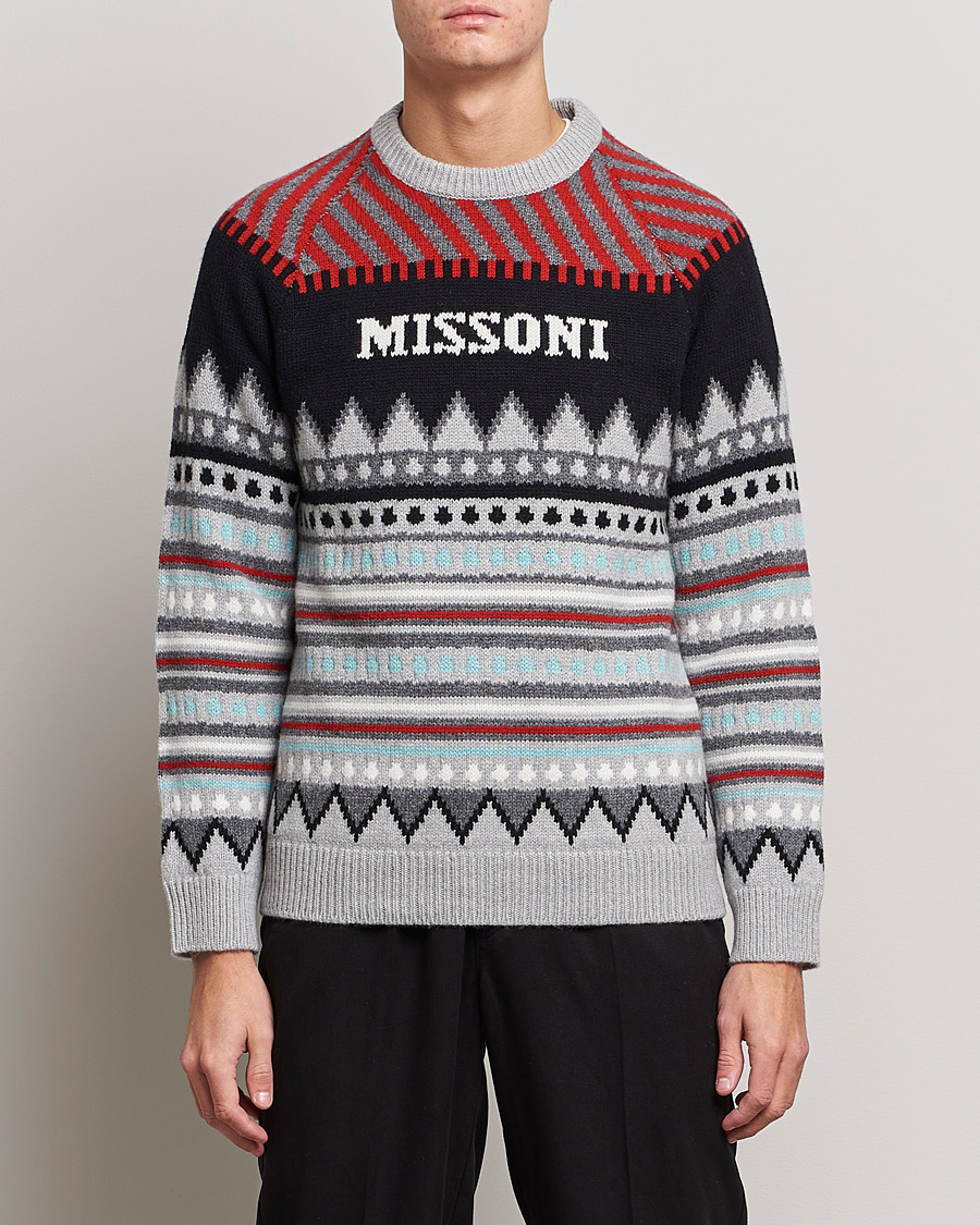 Men | Sweaters & Knitwear | Missoni | Mountain Calling Jacquard Sweater Grey/Red
