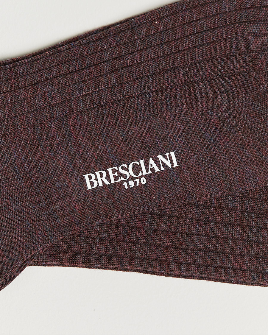 Men | Underwear & Socks | Bresciani | Wool/Nylon Ribbed Short Socks Wine Melange