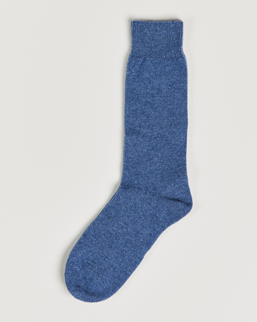 Men | Underwear & Socks | Bresciani | Pure Cashmere Socks Blue Melange