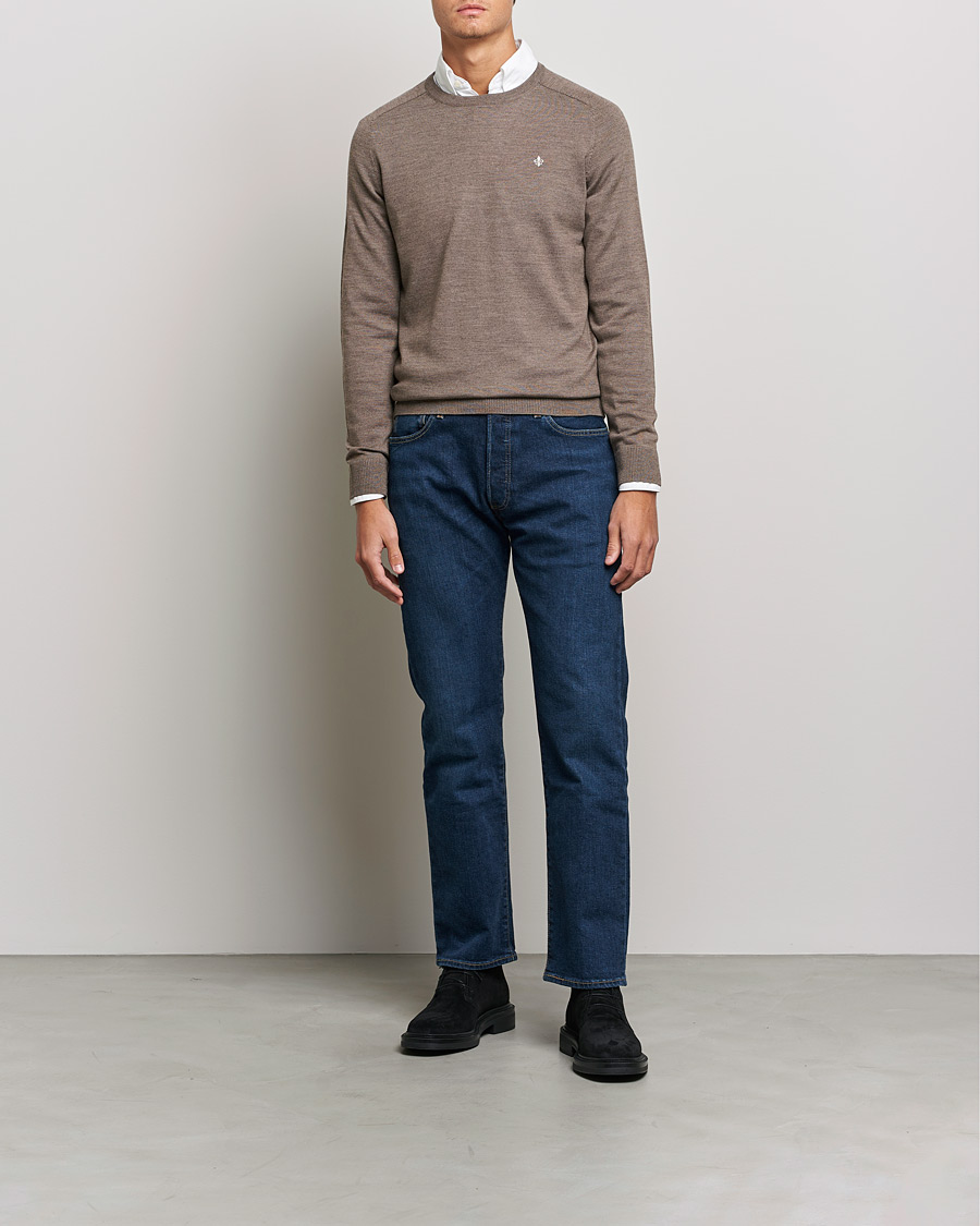 Men | Sweaters & Knitwear | Morris | Merino O-neck Brown