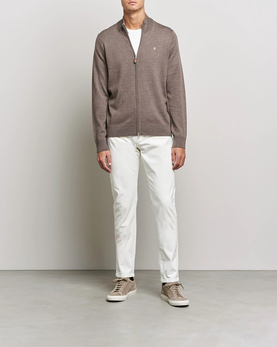 Men | Sweaters & Knitwear | Morris | Merino Zip Cardigan Brown