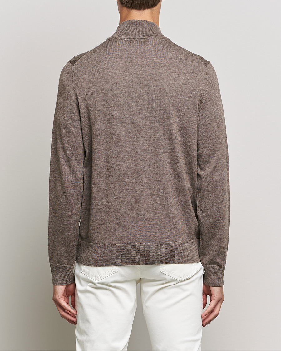 Men | Sweaters & Knitwear | Morris | Merino Zip Cardigan Brown