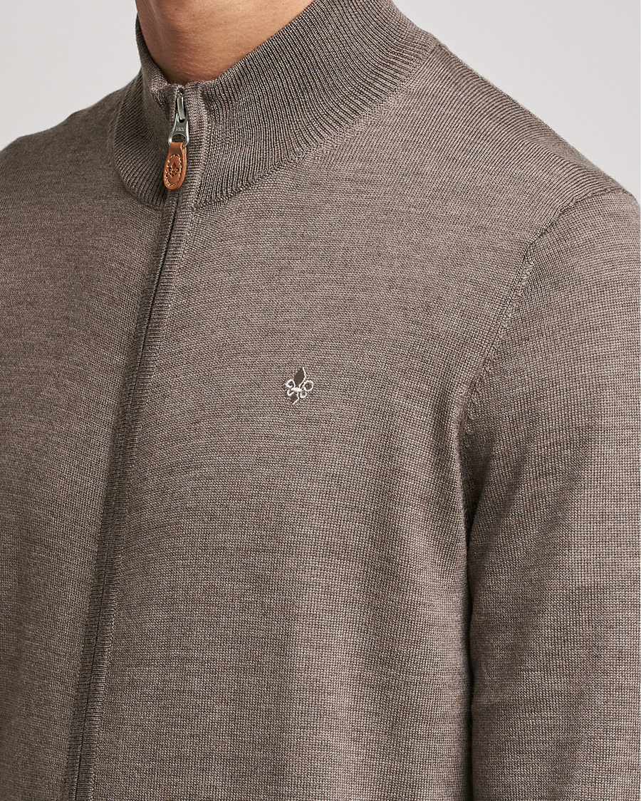 Men | Sweaters & Knitwear | Morris | Merino Zip Cardigan Brown