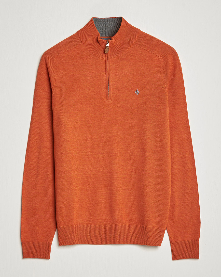 Men | Sweaters & Knitwear | Morris | John Merino Half Zip Orange