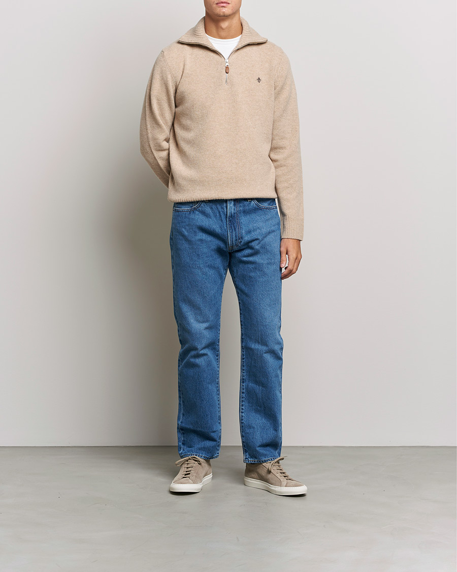 Men | Sweaters & Knitwear | Morris | Kieran Wool Half Zip Khaki
