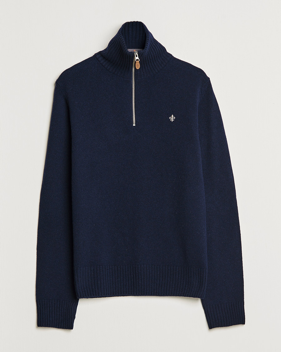 Men | Sweaters & Knitwear | Morris | Kieran Wool Half Zip Navy