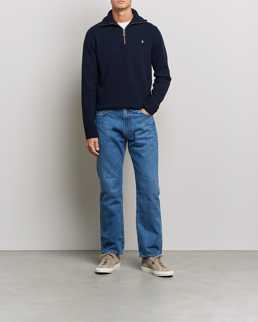 Men | Sweaters & Knitwear | Morris | Kieran Wool Half Zip Navy