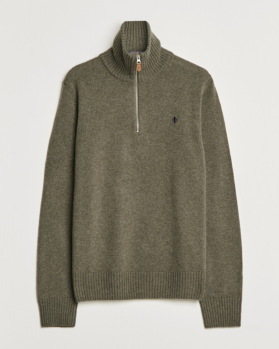 Men | Sweaters & Knitwear | Morris | Kieran Wool Half Zip Olive