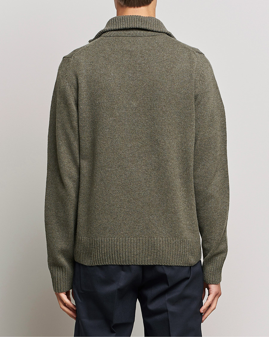 Men | Sweaters & Knitwear | Morris | Kieran Wool Half Zip Olive