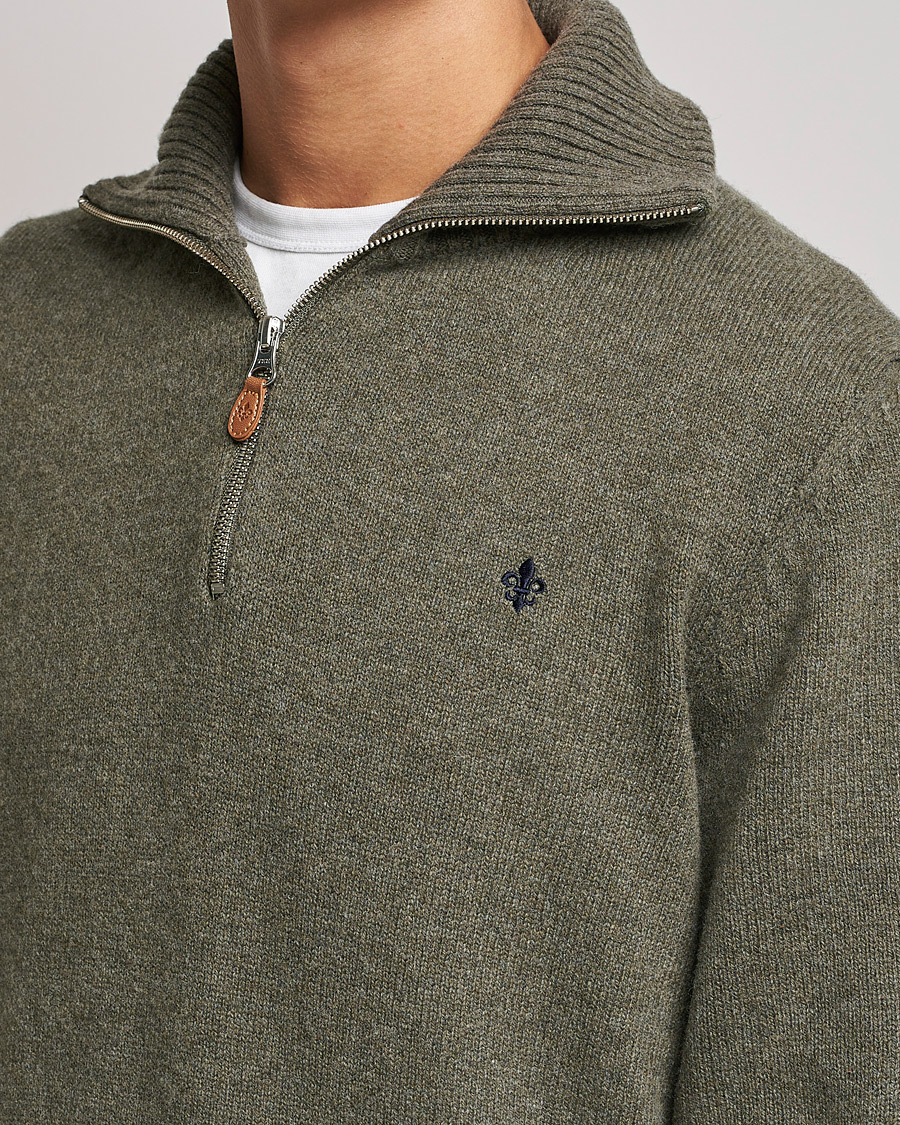 Men | Sweaters & Knitwear | Morris | Kieran Wool Half Zip Olive
