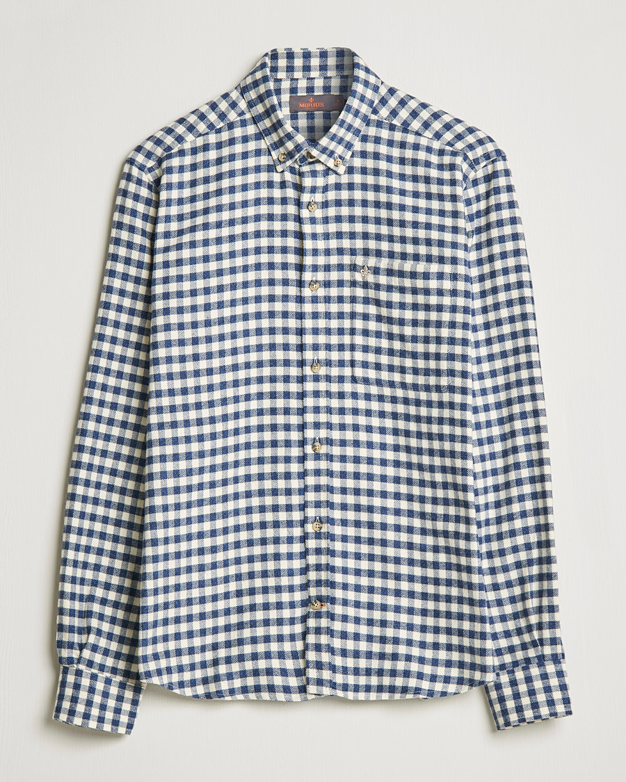 Men | Shirts | Morris | Brushed Twill Checked Shirt Navy/White