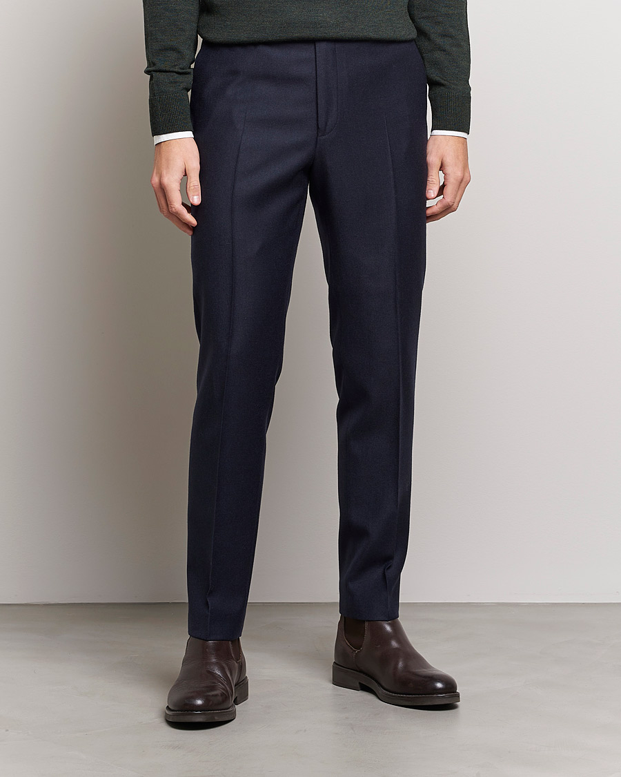 Men | Trousers | Morris | Bobby Flannel Trousers Navy