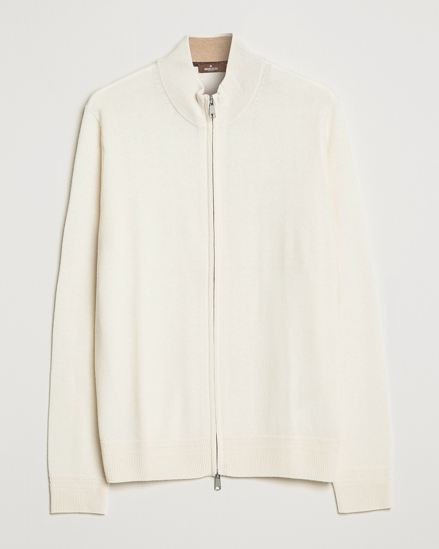 Men | Sweaters & Knitwear | Morris Heritage | Dalton Wool/Cashmere Full Zip Off White