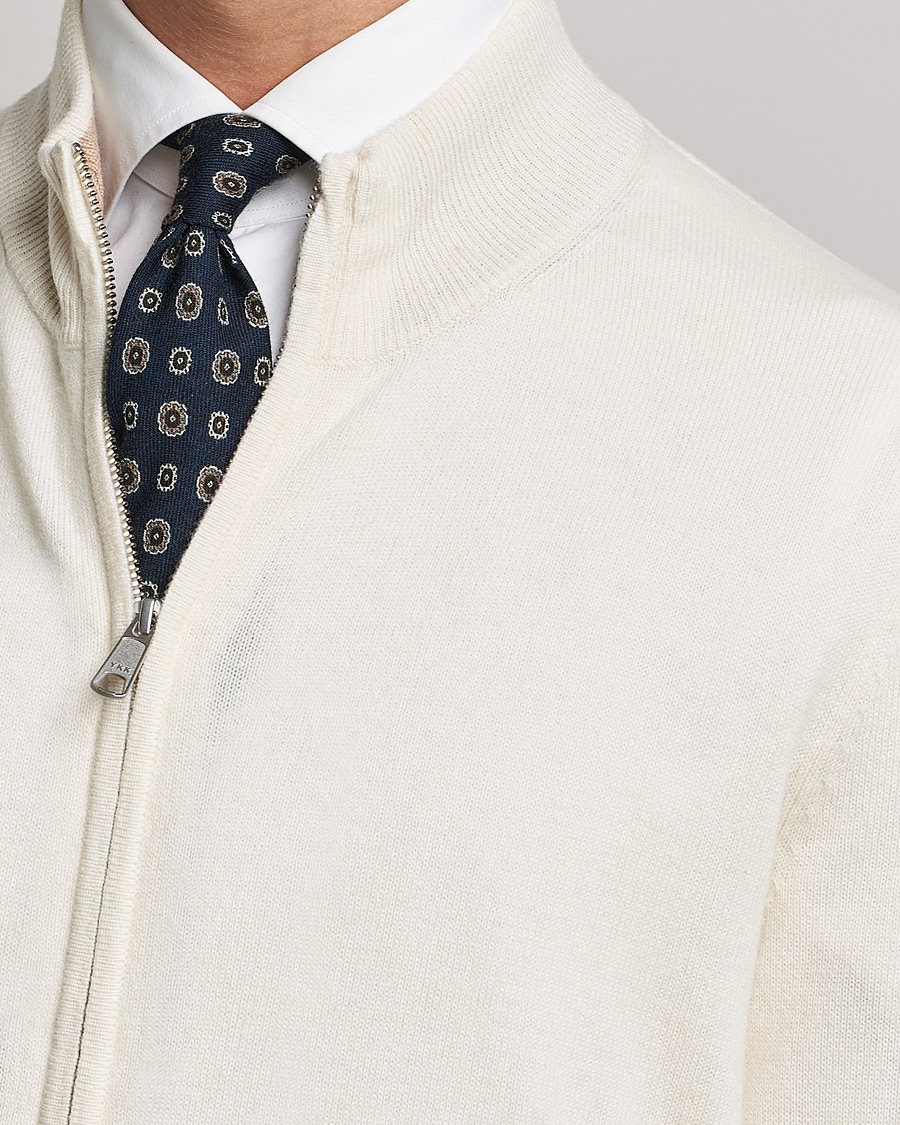 Men | Sweaters & Knitwear | Morris Heritage | Dalton Wool/Cashmere Full Zip Off White