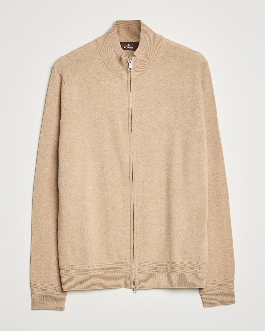 Men | Sweaters & Knitwear | Morris Heritage | Dalton Wool/Cashmere Full Zip Camel