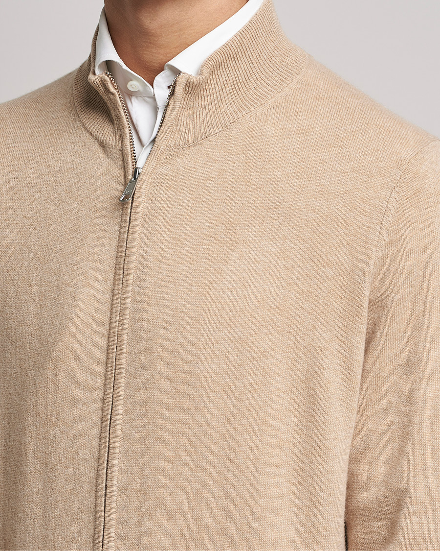 Men | Sweaters & Knitwear | Morris Heritage | Dalton Wool/Cashmere Full Zip Camel