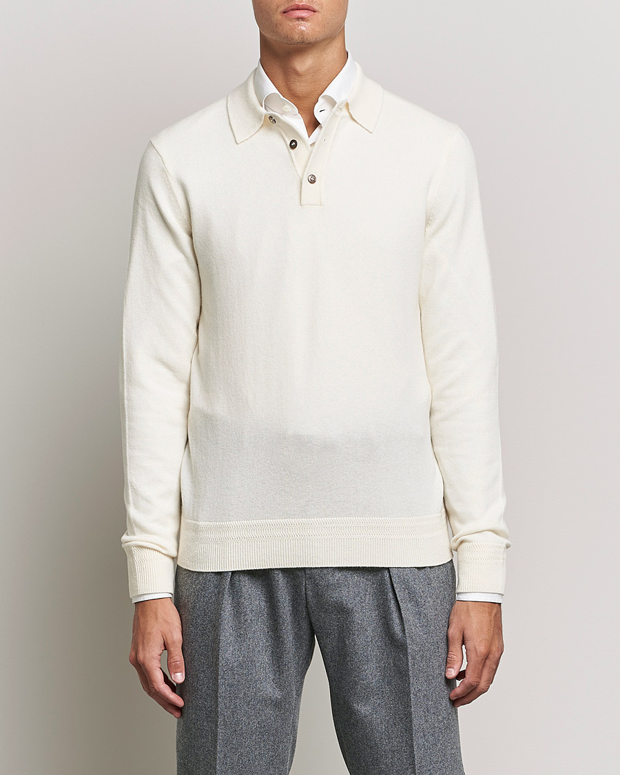 Men | Sweaters & Knitwear | Morris Heritage | Dalton Wool/Cashmere Polo Off White