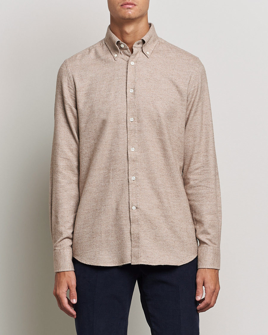 Men | Shirts | Morris Heritage | Button Down Flannel Shirt Brown